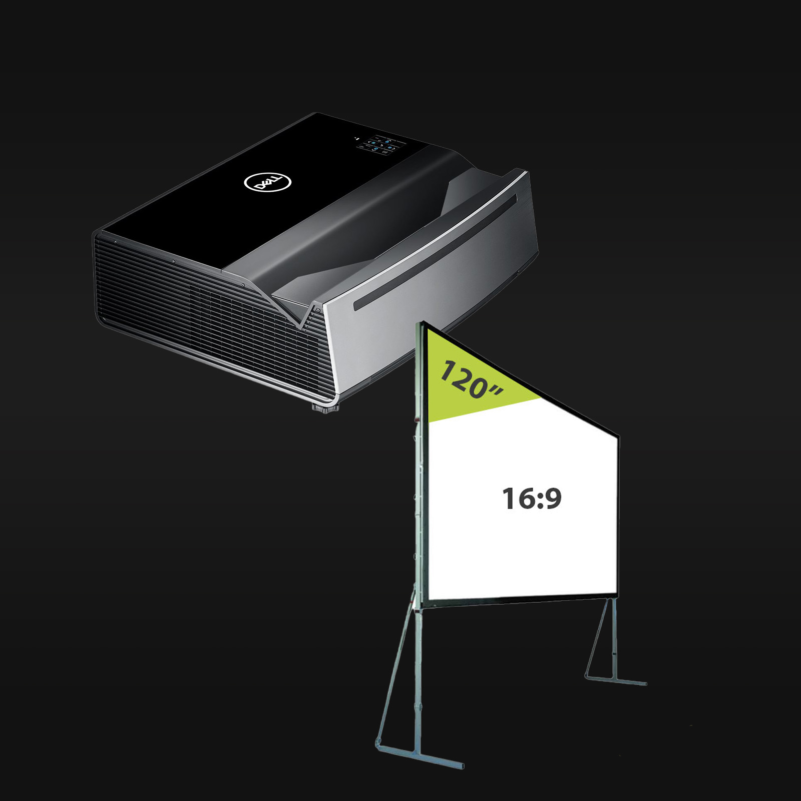 120" projectie kit / set met scherm en laser beamer