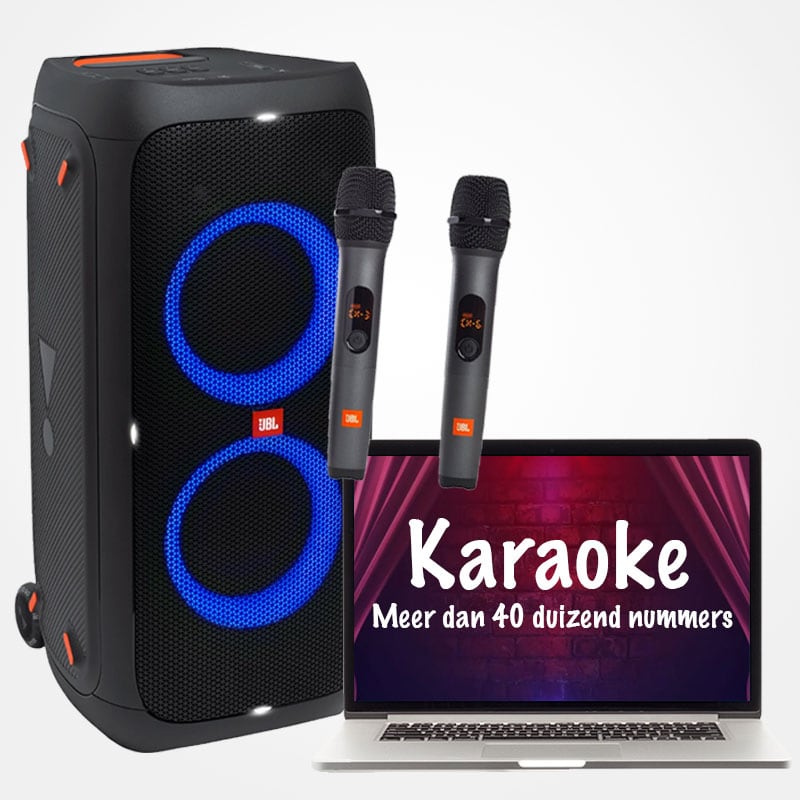 E! Complete Plug 'n Play JBL Karaoke set voor thuis huren?