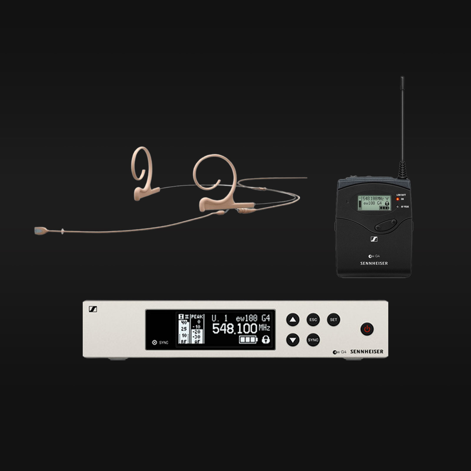 Sennheiser EW100 G4 met bodypack en DPA headset