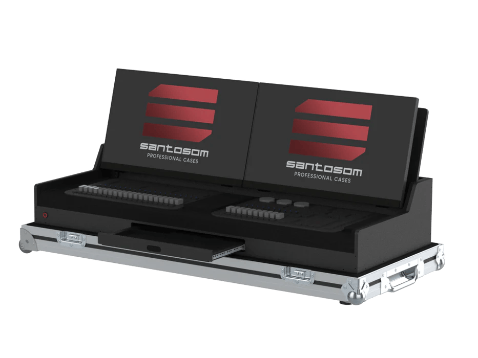 Avolites T3 lichttafel met groot touchscreen en robuuste Santosom flightcase.